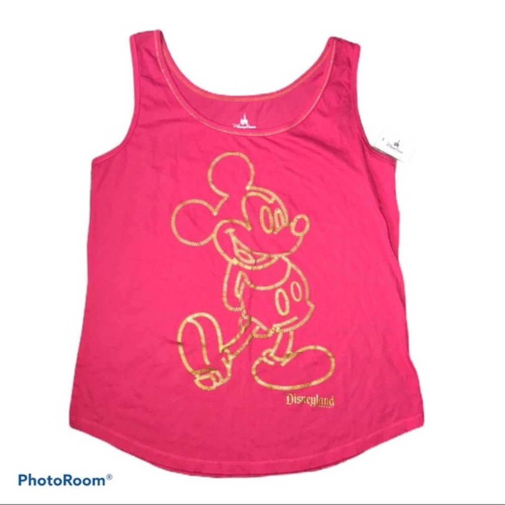DISNEY PARKS pink & gold Mickey Mouse tank top M